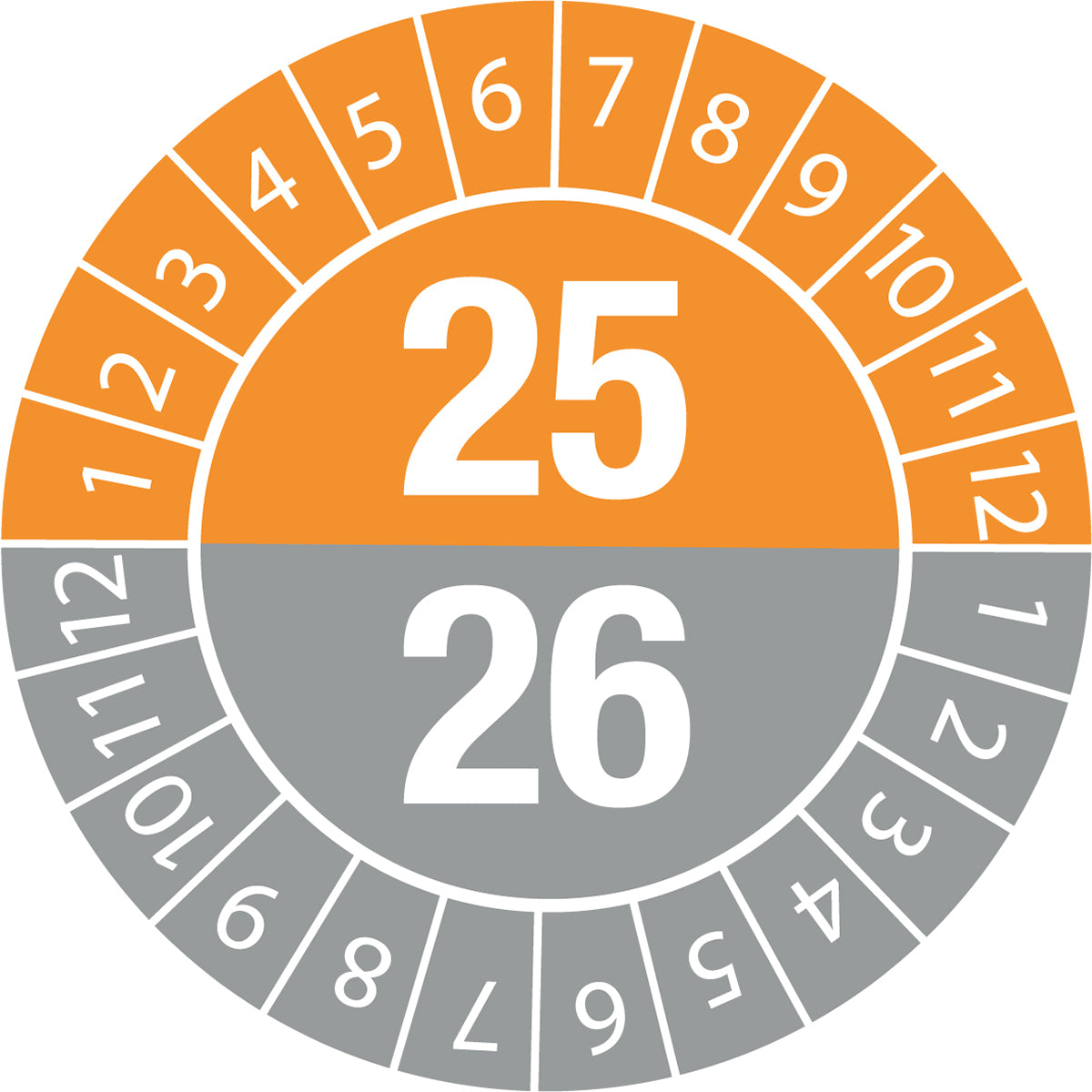 Brady DATE INSPECTION LBLS B-429 25/26 -DIA 20 Tamper-evident Inspection Date Labels Year 25/26 834081