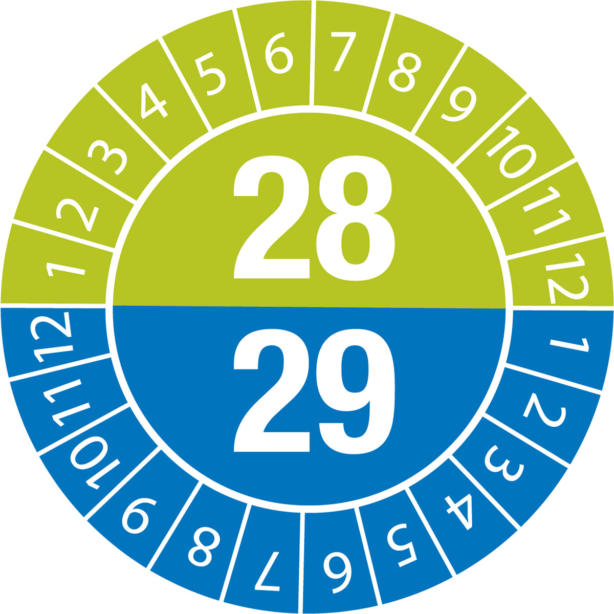 Brady DATE INSPECTION LBLS B-429 28/29 -DIA 20 Tamper-evident Inspection Date Labels Year 28/29 834087
