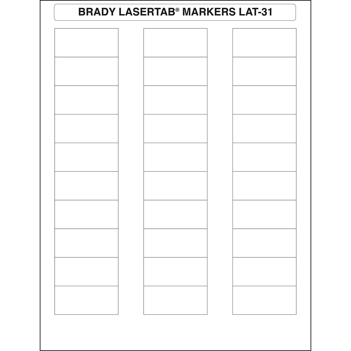 Brady LAT-31-707-1 LaserTab Laser Printable Labels 029823