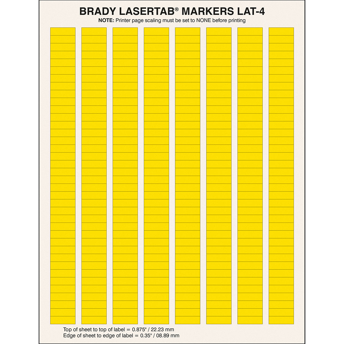 Brady LAT-4-747-10-YL LaserTab Laser Printable Labels 029786