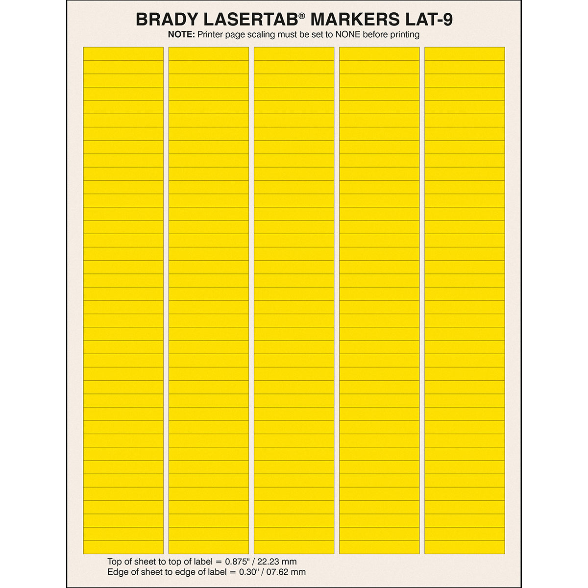 Brady LAT-9-747-10-YL LaserTab Laser Printable Labels 029791