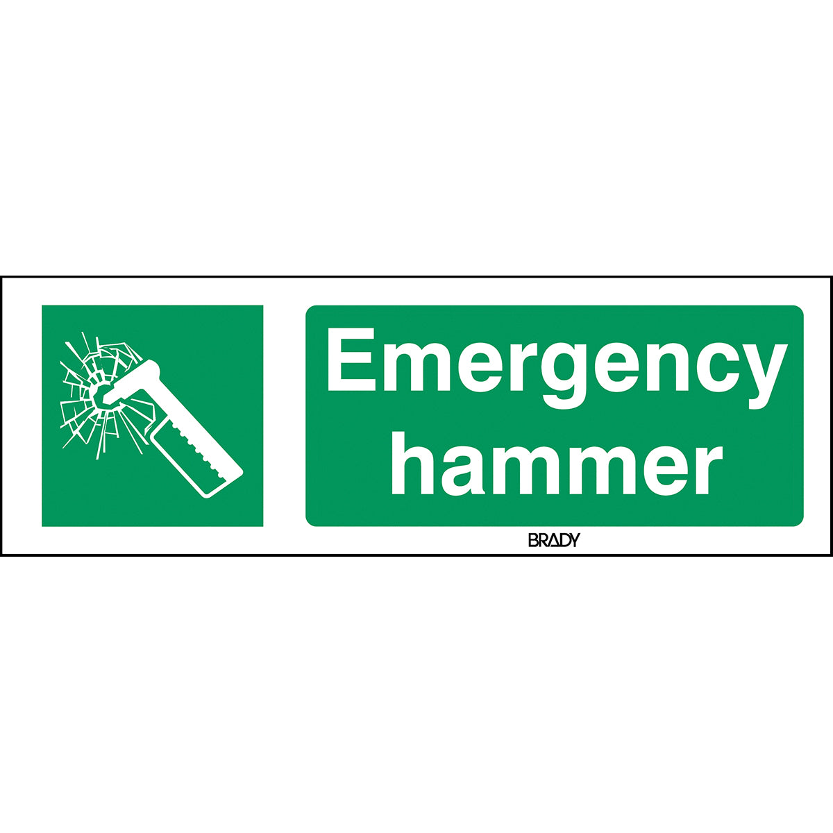 Brady E/E025/EN297/ALU-297X105-1 ISO Safety Sign - Emergency hammer 197259