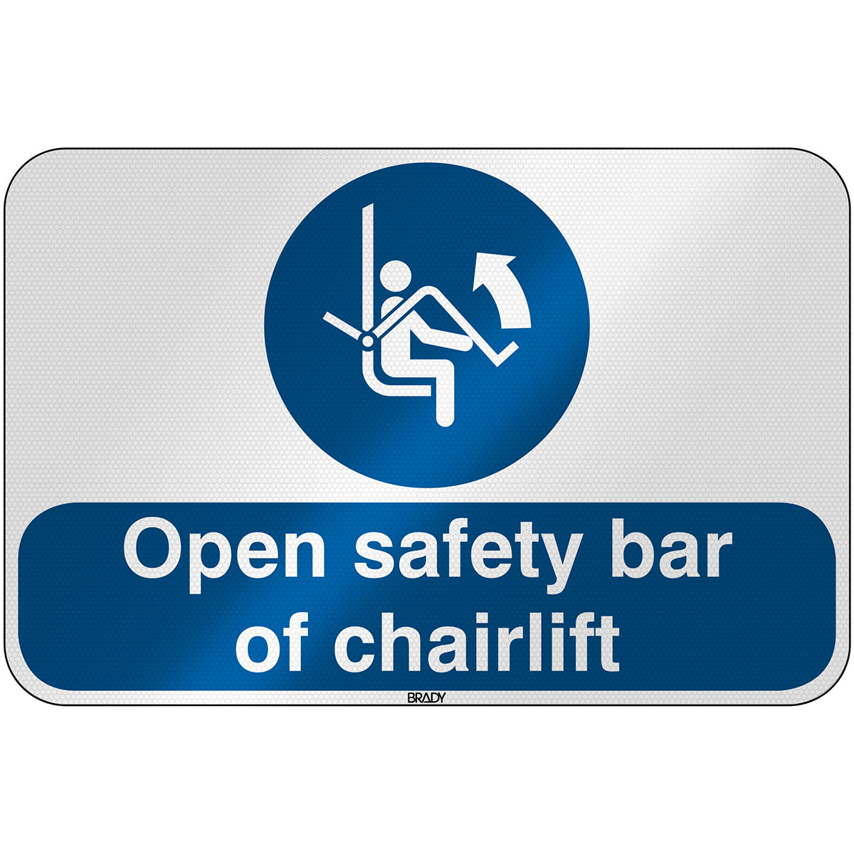Brady M/M034/EN452/RFL-590X390-1 ISO Safety Sign - Open safety bar of chairlift 303966