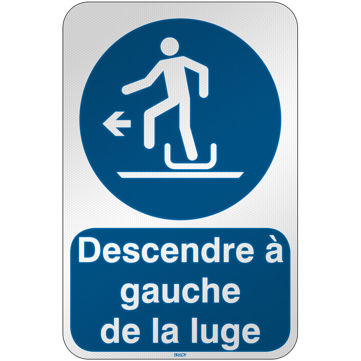 Brady M/M050/Fr734/Rfl-390X590-1 ISO Safety Sign - Alighting from toboggan to the left 303295