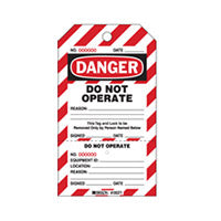 Brady B853 7"X4" Blk/Red/Wht 1-Sided 25/Pk Two-part Perforated Tags 105373