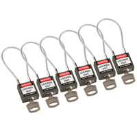 Brady Compact Cable Padlock Grey 20Cm Ka/6Pk Safety Padlocks - Compact Cable 195948