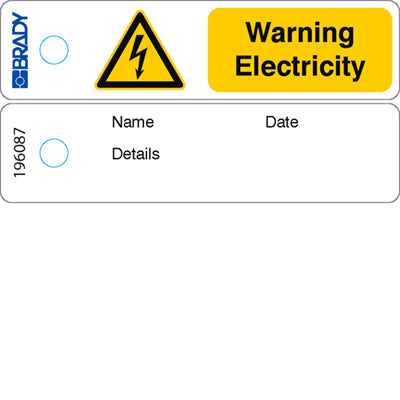 Brady Mitag-W012-En/50 Mini Tag - Warning Electricity - EN 196087