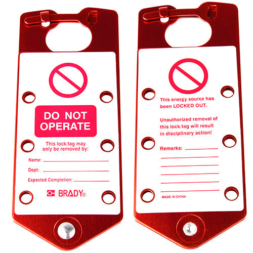 Brady Do Not Operate Lockout Hasp Red/Alu Pk 5 Labelled Safety Lockout Hasps 265390