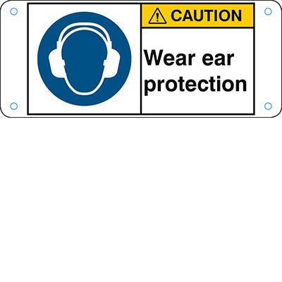 Brady M/M003/En272-Alu05-120X50/1-B ISO Safety Sign - Wear ear protection 302759
