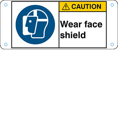 Brady M/M013/En274-Alu05-120X50/1-B ISO Safety Sign - Wear face shield 302769