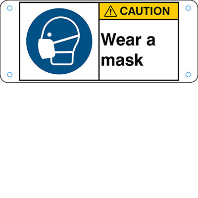 Brady M/M016/En270-Alu05-120X50/1-B ISO Safety Sign - Wear a mask 302770
