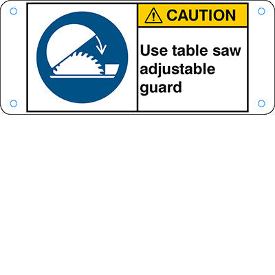 Brady M/M031/En449-Alu05-120X50/1-B ISO Safety Sign - Use table saw adjustable guard 302780