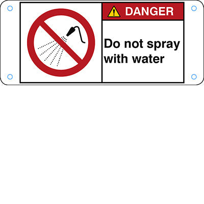 Brady P/P016/En408-Alu05-120X50/1-B ISO Safety Sign - Do not spray with water 302794