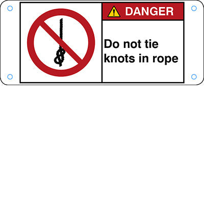 Brady P/P030/En163-Alu05-120X50/1-B ISO Safety Sign - Do not tie knots in rope 302802