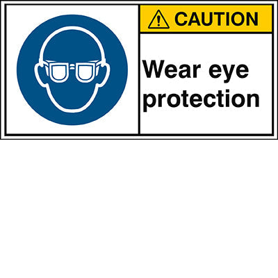 Brady M/M004/En273-Peul-100X50/1-B ISO Safety Sign - Wear eye protection 302859