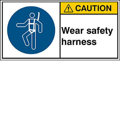 Brady M/M018/En285-Peul-100X50/1-B ISO Safety Sign - Wear safety harness 302870