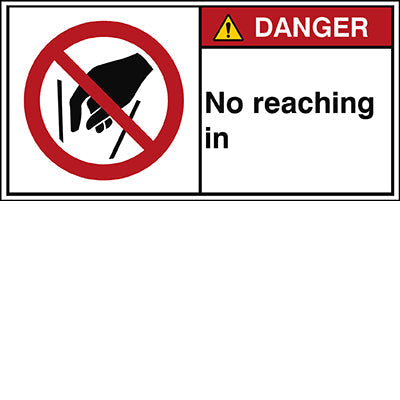 Brady P/P015/En217-Peul-100X50/1-B ISO Safety Sign - No reaching in 302891