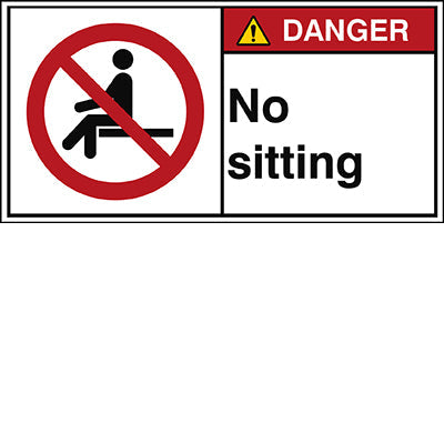 Brady P/P018/En218-Peul-100X50/1-B ISO Safety Sign - No sitting 302894
