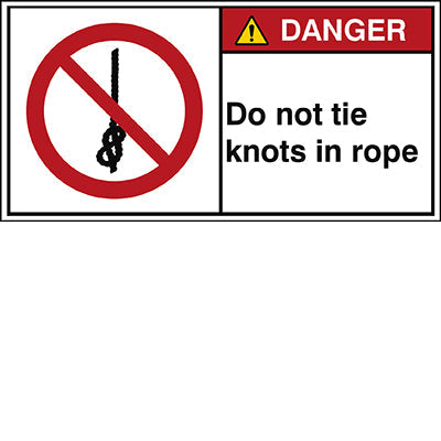 Brady P/P030/En163-Peul-100X50/1-B ISO Safety Sign - Do not tie knots in rope 302900