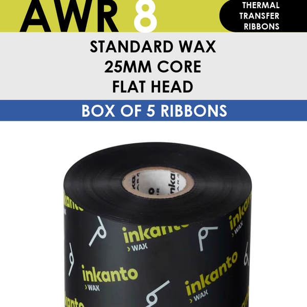 AWR 8 T53537IO Inkanto Wax Thermal Transfer Ribbon 154mm x 300m Inside Wound Black