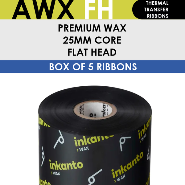 AWX FH T63383IO Inkanto Wax Thermal Transfer Ribbon 170mm x 450m Outside Wound Black