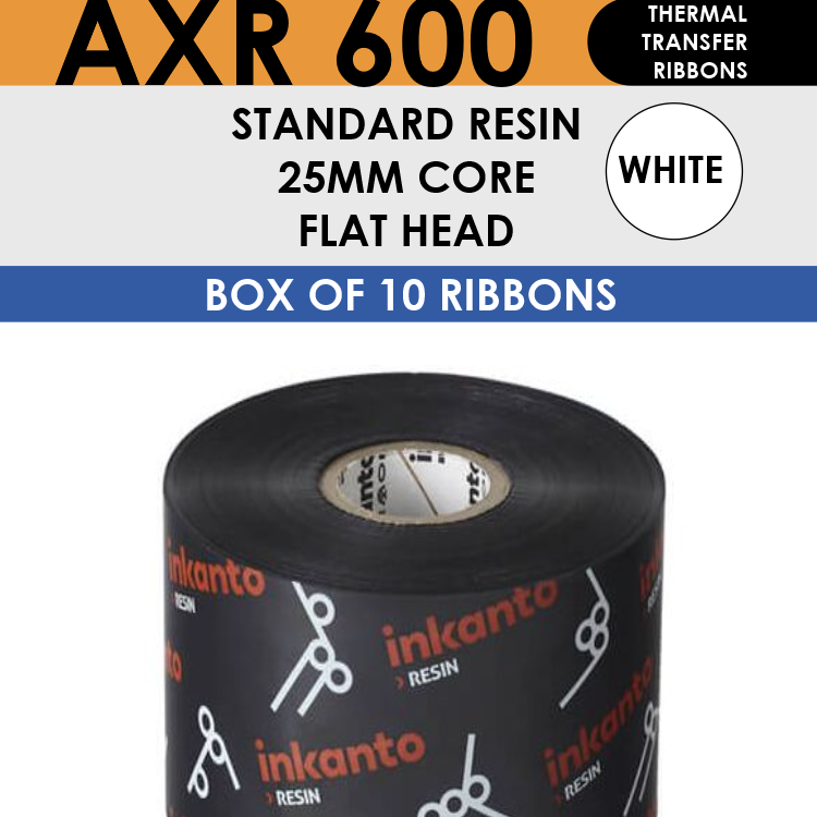 AXR 600W T64353IO Inkanto Thermal Transfer Ribbon 40mm x 300m Inside Wound White Resin
