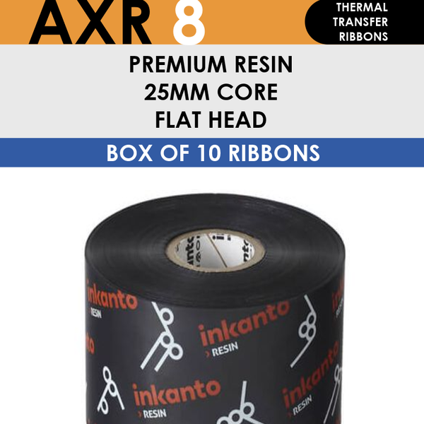 AXR 8 T64373IO Inkanto Resin Thermal Transfer Ribbon 154mm x 300m Outside Wound Black