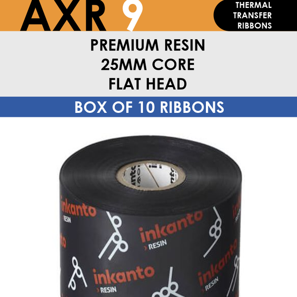AXR 9 T64382IO Inkanto Resin Thermal Transfer Ribbon 90mm x 300m Outside Wound Black