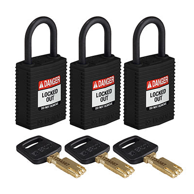 Brady Cpt-Blk-25Pl-Ka3Pk SafeKey Padlocks - Compact 150193