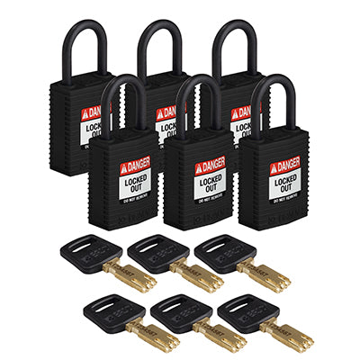 Brady Cpt-Blk-25Pl-Kd6Pk SafeKey Padlocks - Compact 150211