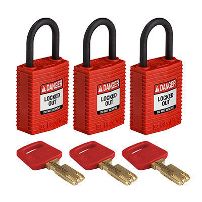 Brady Cpt-Red-25Pl-Ka3Pk SafeKey Padlocks - Compact 150189