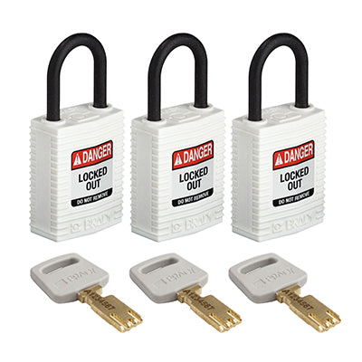 Brady Cpt-Wht-25Pl-Ka3Pk SafeKey Padlocks - Compact 150197