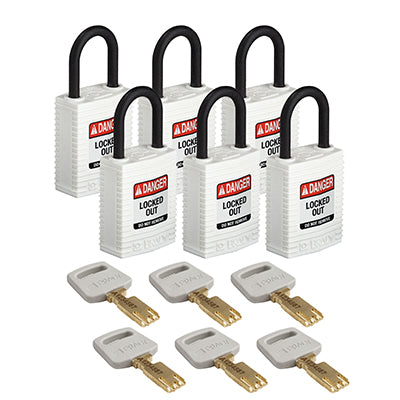 Brady Cpt-Wht-25Pl-Kd6Pk SafeKey Padlocks - Compact 150215