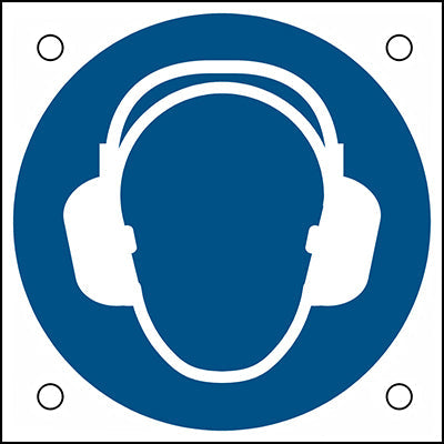 Brady M/M003/Nt/Alu05-50X50-1 ISO Safety Sign - Wear ear protection 302676
