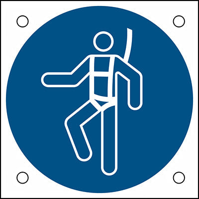 Brady M/M018/Nt/Alu05-50X50-1 ISO Safety Sign - Wear safety harness 302687