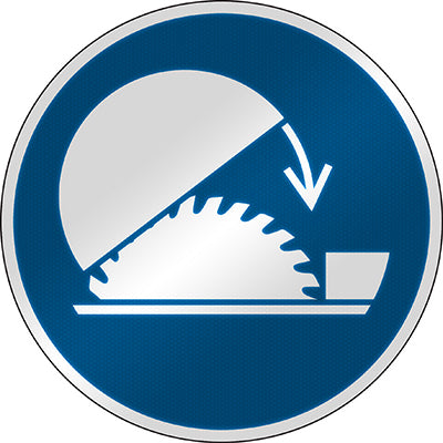 Brady M/M031/Nt/Rfl-Dia395-1 ISO Safety Sign - Use table saw adjustable guard 303198