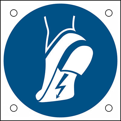 Brady M/M032/Nt/Alu05-50X50-1 ISO Safety Sign - Wear anti-static footwear 302696