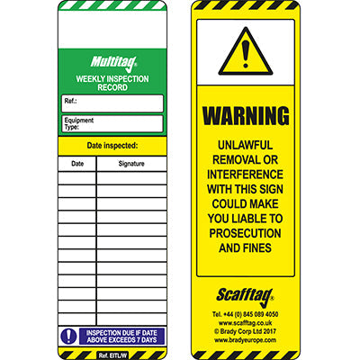 Brady Mul-Gb-Eitl-W-50 Weekly Inspection-tag Inserts 198480