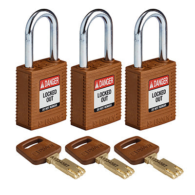 Brady Nyl-Brn-38St-Ka3Pk SafeKey Padlocks - Nylon 150228