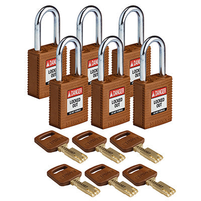 Brady Nyl-Brn-38St-Kd6Pk SafeKey Padlocks - Nylon 150269
