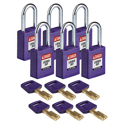 Brady Nyl-Prp-38St-Kd6Pk SafeKey Padlocks - Nylon 150362