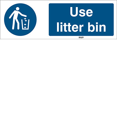 Brady M/M030/En405/Tm-297X105-1 ISO Safety Sign - Use litter bin 199227