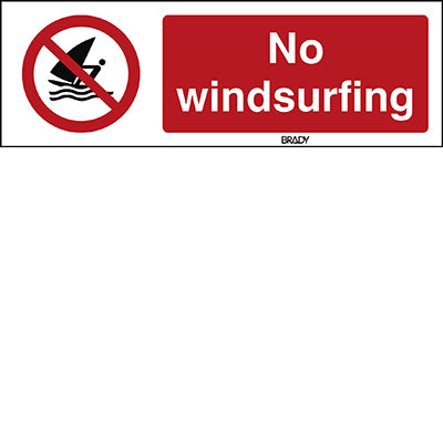Brady P/P054/En472/Alu-150X50-1 ISO Safety Sign - No windsurfing 239615
