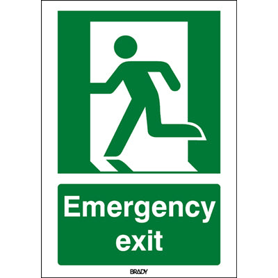 Brady Sten E001-210X297-Pp-Crd/1 ISO Safety Sign - Emergency exit (left) 814345