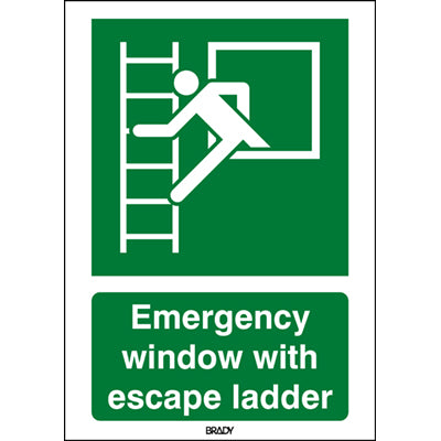 Brady Sten E016-297X420-Pp-Crd/1 ISO Safety Sign - Emergency window with escape ladder 816105