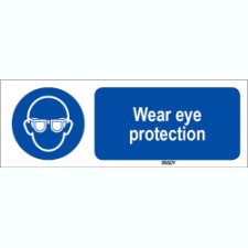 Brady Sten M004-450X150-Pe-Crd/1 ISO 7010 Sign - Wear eye protection 818481