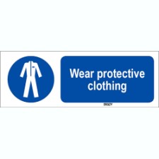 Brady Sten M010-450X150-Pe-Crd/1 ISO 7010 Sign - Wear protective clothing 819375