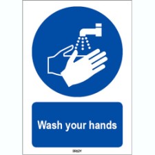 Brady Sten M011-148X210-Al-Crd/1 ISO 7010 Sign - Wash your hands 819534
