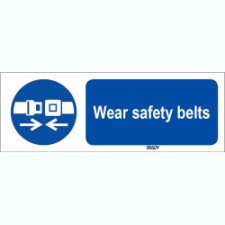 Brady Sten M020-297X105-Pp-Crd/1 ISO 7010 Sign - Wear safety belts 820872