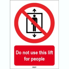 Brady Sten P027-297X420-Pe-Crd/1 ISO 7010 Sign - Do not use this lift for people 825480